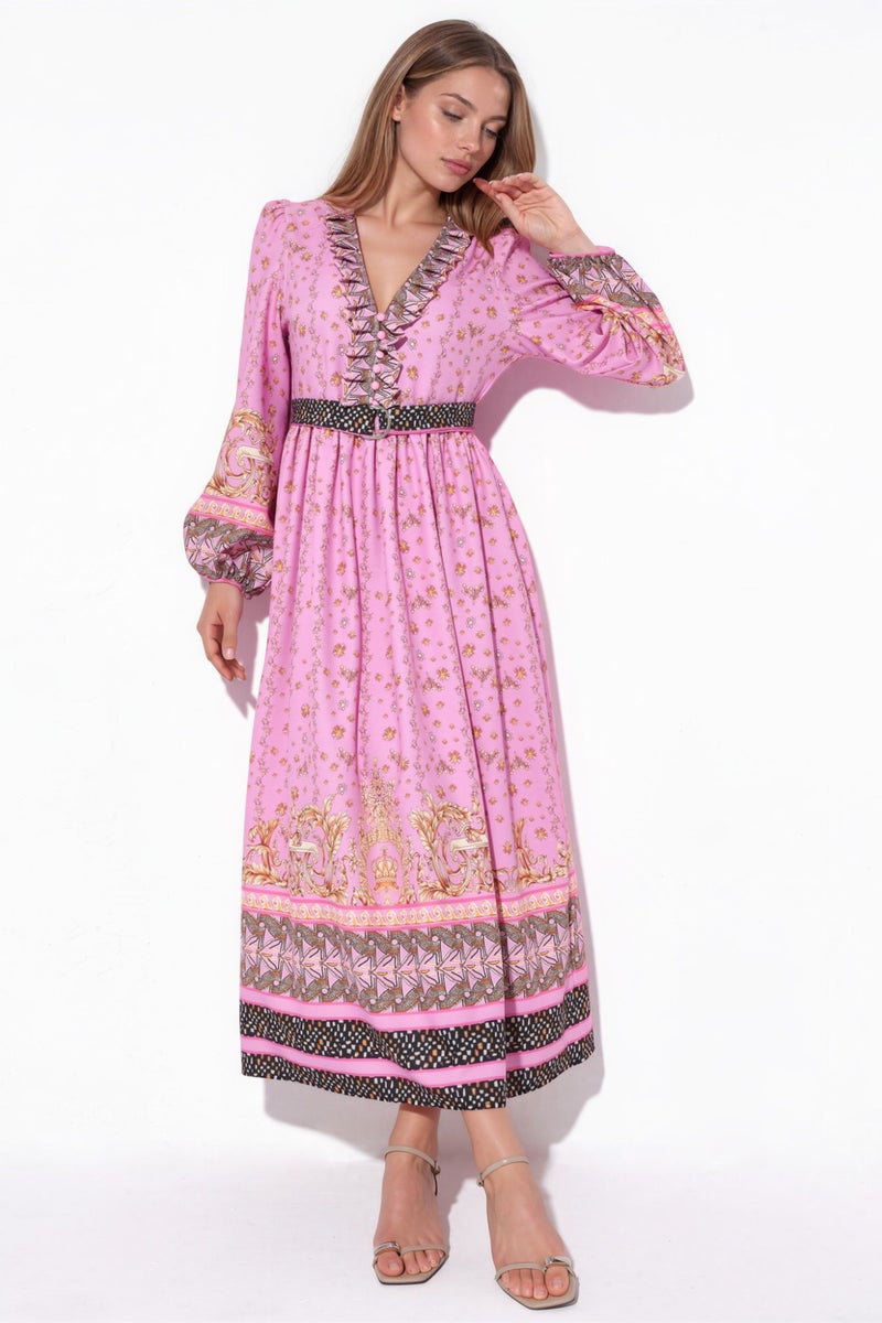 Jennyfer Floral Belted Maxi Dress - Image 1