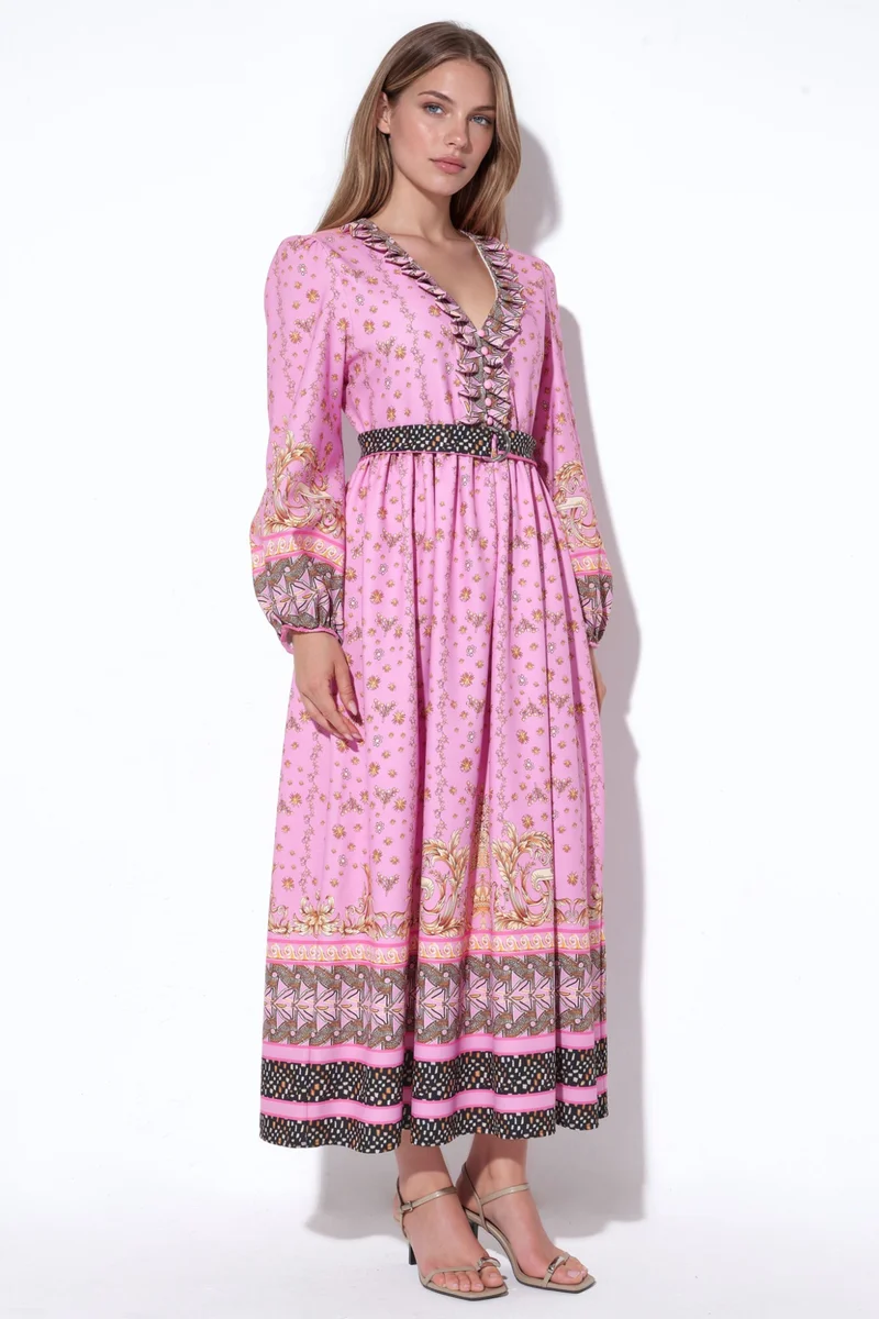 Jennyfer Floral Belted Maxi Dress