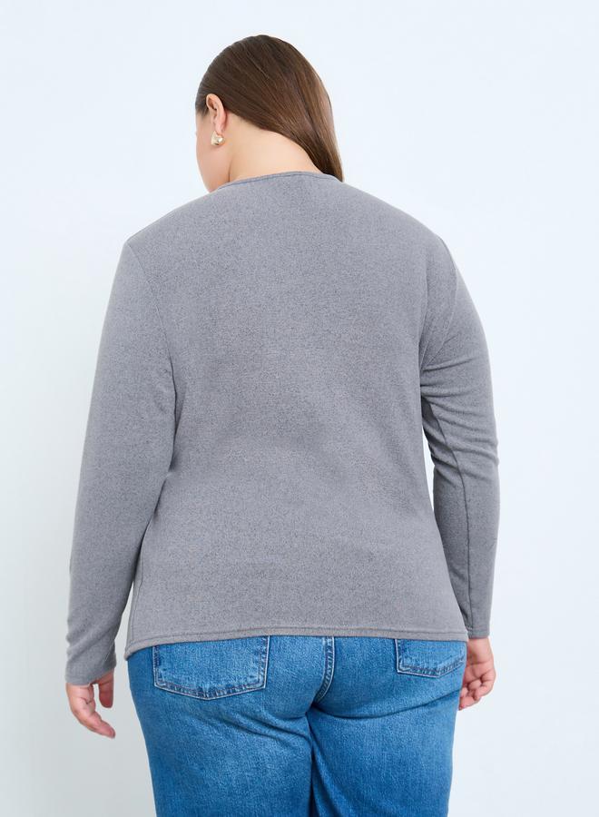 Styli Plus Size Grey Knit Wrap Top - Image 4