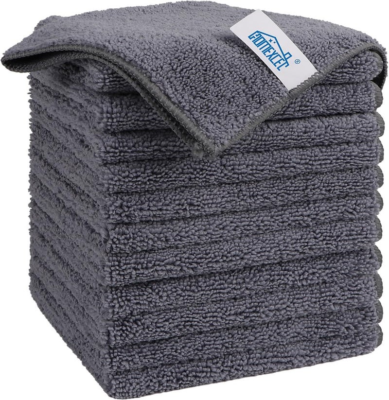 HOMEXCEL Grey Microfiber Cleaning Cloth, 12 Pack Premium Microfiber Towels for Cars, Lint Free, Scratch-Free, Highly Absorbent, Reusable Cleaning Rags for Car, Household, Kitchen, Window, 11.5"X11.5" - Image 1