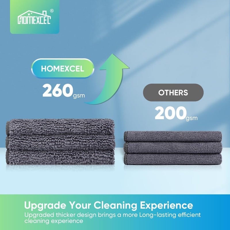 HOMEXCEL Grey Microfiber Cleaning Cloth, 12 Pack Premium Microfiber Towels for Cars, Lint Free, Scratch-Free, Highly Absorbent, Reusable Cleaning Rags for Car, Household, Kitchen, Window, 11.5"X11.5" - Image 4