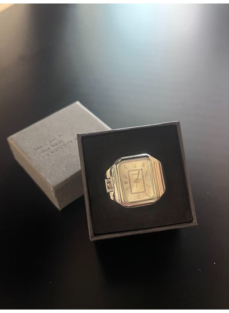 Hiras Unisex Silver Square Watch Ring Finger Watch- Stainless Steel Band with Quartz Movement, Minimalist Fashion Accessory Pocket Watch for Men & Women - Image 5