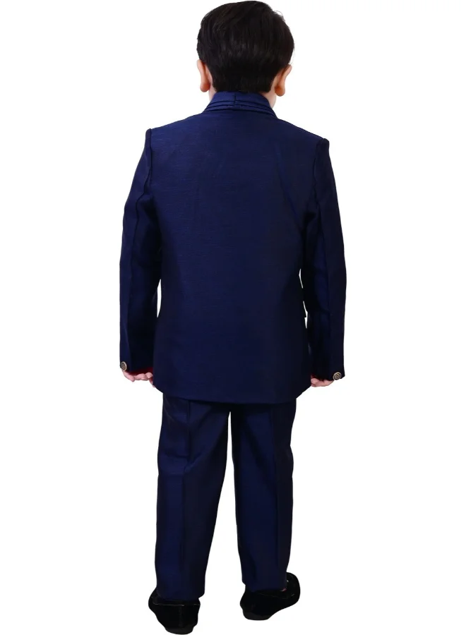 BT DEZINES Boys Navy Blue 5-Piece Suit Set for Weddings
