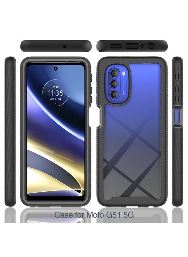 اس-توب جراب لهاتف Motorola Moto G51 5G، جراب هاتف PC شفاف من مادة TPU بلون سادة، بتصميم سماء مرصعة بالنجوم - Image 3