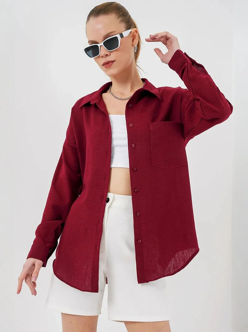 بيغ دارت قميص أساسي مفصل من الكتان المخلوط من