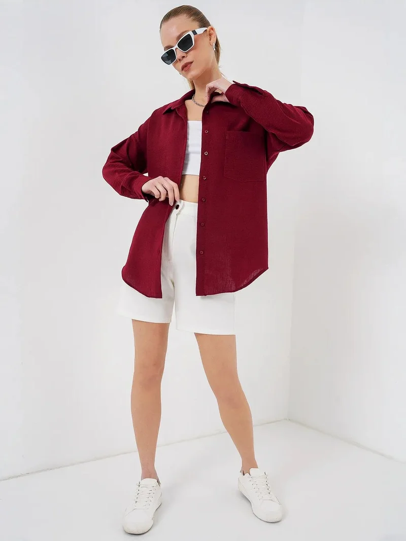 بيغ دارت قميص أساسي مفصل من الكتان المخلوط من