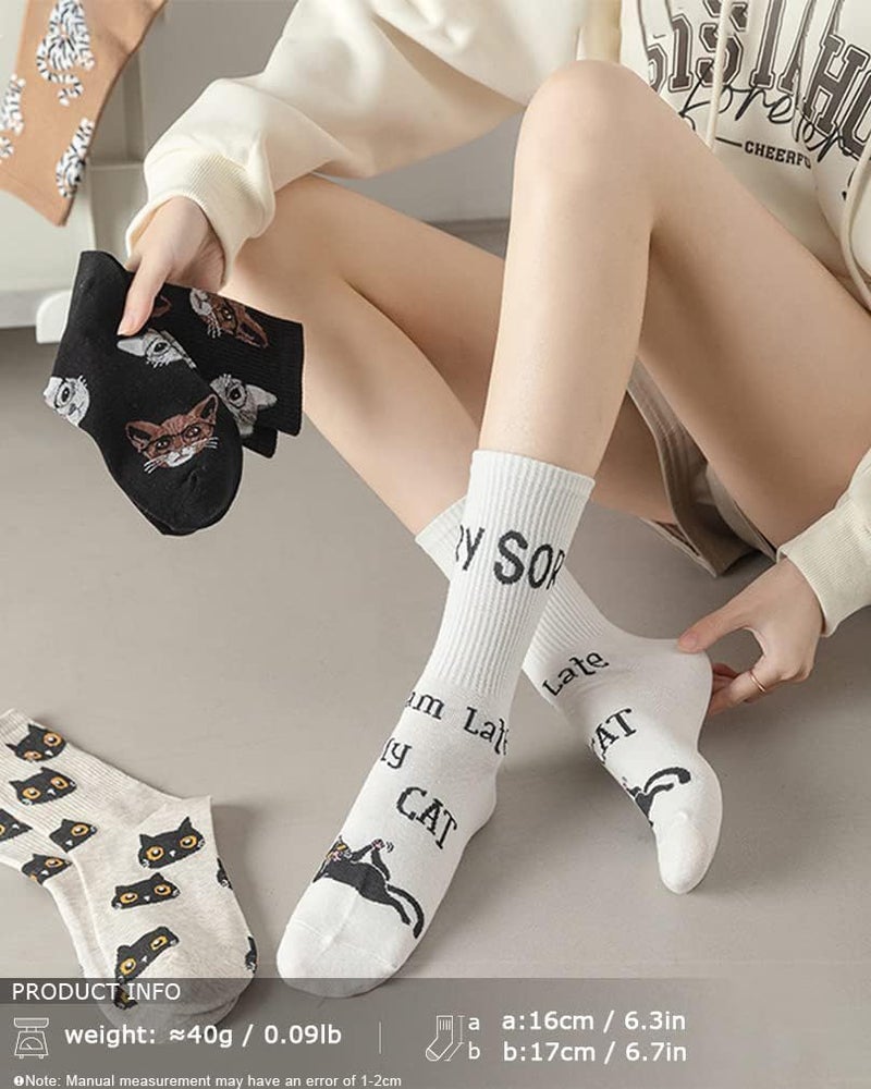 Luckam 5 Pairs Women's Fashion Lovely Cotton Socks Novelty Funny Above Ankle Crew Socks Holiday Gifts for Women - Image 2