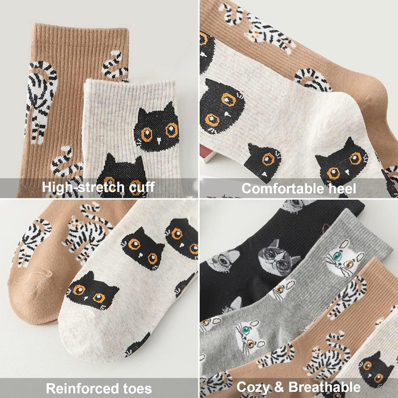 Luckam 5 Pairs Women's Fashion Lovely Cotton Socks Novelty Funny Above Ankle Crew Socks Holiday Gifts for Women - Image 3