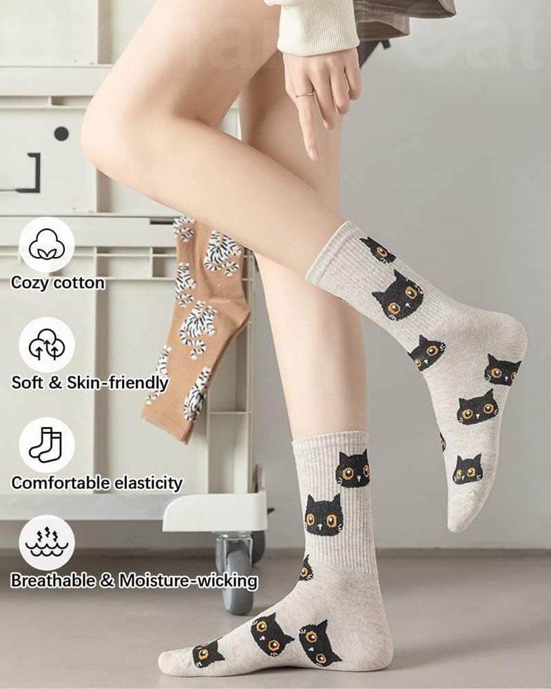 Luckam 5 Pairs Women's Fashion Lovely Cotton Socks Novelty Funny Above Ankle Crew Socks Holiday Gifts for Women - Image 5