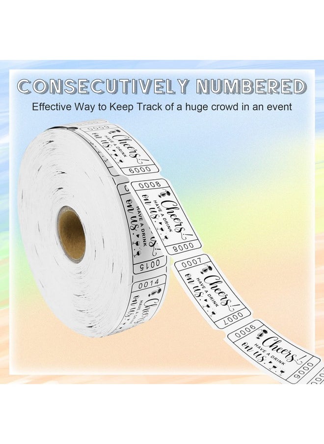 TaoBary - White Drink Tickets Roll Raffle Tickets 2 X 1 For Events Entry Wedding Parties Class Reward Fundraiser Prizes Single Roll (1 Roll) - Image 1