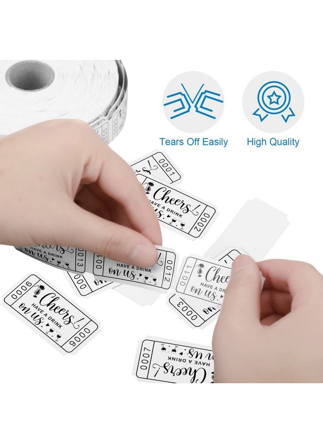 TaoBary - White Drink Tickets Roll Raffle Tickets 2 X 1 For Events Entry Wedding Parties Class Reward Fundraiser Prizes Single Roll (1 Roll) - Image 1