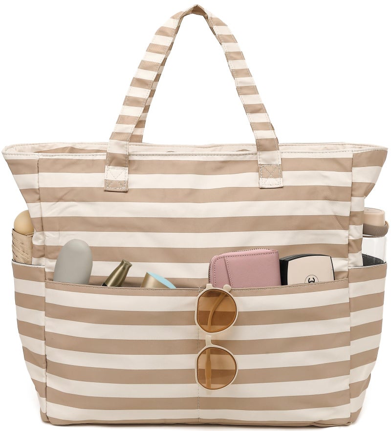 LEDAOU Large Beach Tote Bag Women Beach Bag Waterproof Sandproof Zipper Tote for Pool Gym Grocery Travel with Wet Pocket - Image 2