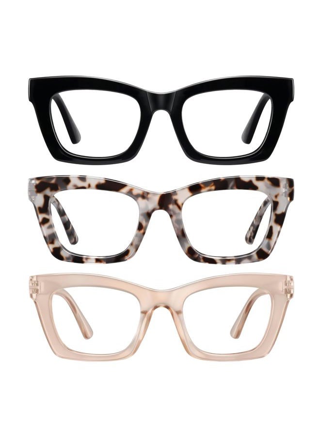resjok 3Pack Reading Glasses for Women-Blue Light Blocking Computer Readers with Spring Hinge Oprah Square Fashion Eyeglasses(Mix3, 1.5x) - Image 1