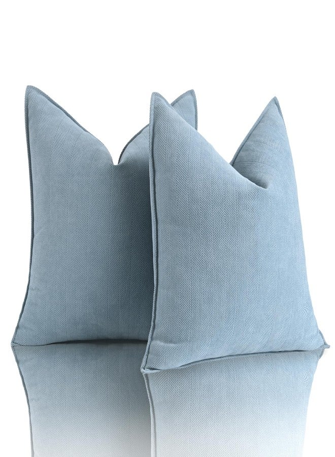 Anna's Whimsy Light Blue Pillow Covers 20x20 in Accent Neutral Pillow Covers Set of 2 Chenille Soft Throw Pillow Covers Decorative Throw Pillows for Couch Bed Farmhouse Living Room Home Pillow Case - Image 1