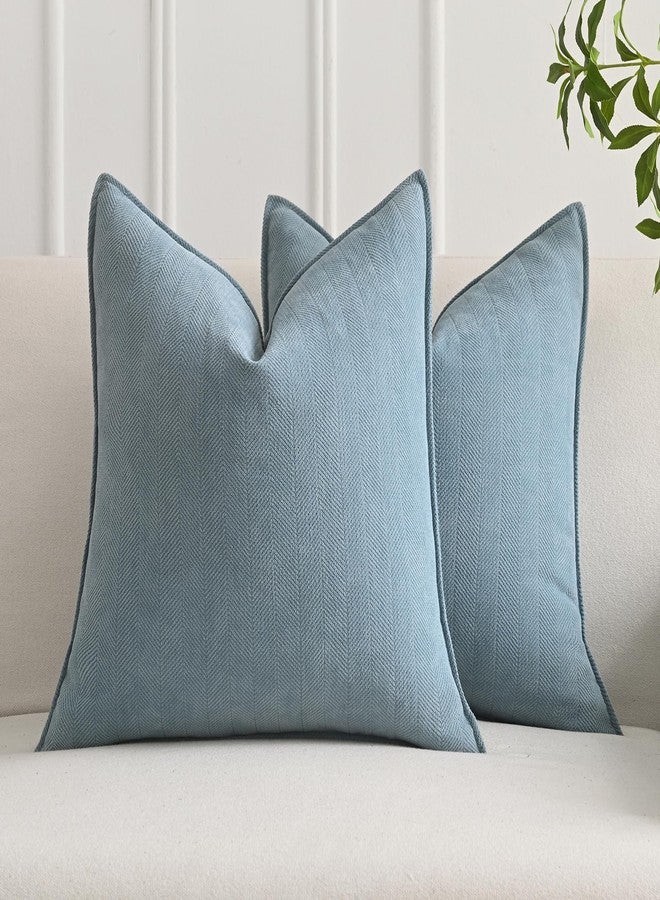 Anna's Whimsy Light Blue Pillow Covers 20x20 in Accent Neutral Pillow Covers Set of 2 Chenille Soft Throw Pillow Covers Decorative Throw Pillows for Couch Bed Farmhouse Living Room Home Pillow Case - Image 4