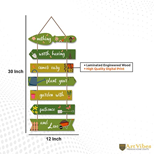 Artvibes Plant Your Garden with Patience Wooden Wall Art | Balcony | Quotes Decor Item | Decoration Wall Hanging Items | Wall Poster | Unique Gift | Garden Quotes Wall Hanging (WH_7010N) - Image 5
