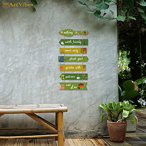 Artvibes Plant Your Garden with Patience Wooden Wall Art | Balcony | Quotes Decor Item | Decoration Wall Hanging Items | Wall Poster | Unique Gift | Garden Quotes Wall Hanging (WH_7010N) - Image 4