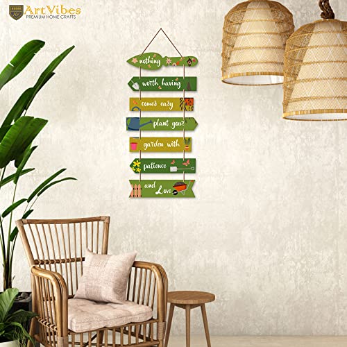 Artvibes Plant Your Garden with Patience Wooden Wall Art | Balcony | Quotes Decor Item | Decoration Wall Hanging Items | Wall Poster | Unique Gift | Garden Quotes Wall Hanging (WH_7010N) - Image 2