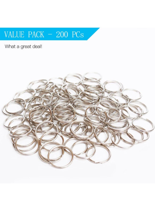 ® 200 قطعة من حلقات المفاتيح مقاس 1 بوصة من الفولاذ المقاوم للصدأ ذات حواف مستديرة منقسمة/حلقات مفاتيح.