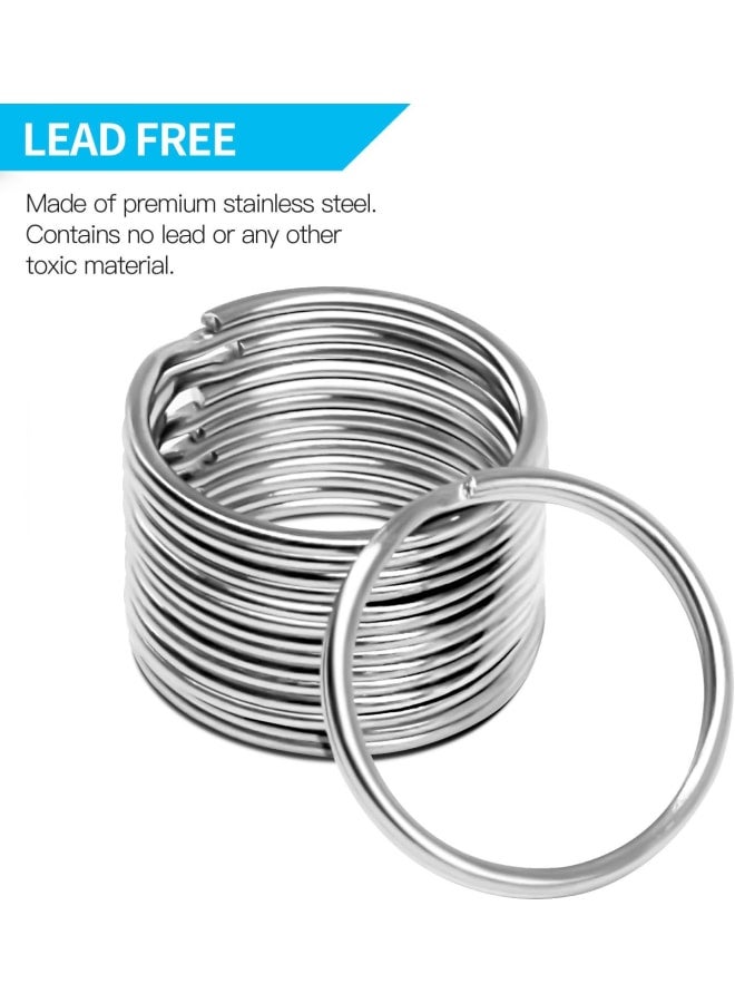 ® 200 قطعة من حلقات المفاتيح مقاس 1 بوصة من الفولاذ المقاوم للصدأ ذات حواف مستديرة منقسمة/حلقات مفاتيح.