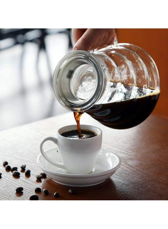 سيرفر ابريق تقديم القهوة زجاجي سعة 700 مل مقاوم للحرارة | إبريق قهوة زجاجي V60 | وعاء قهوة شفاف بالتنقيط مع غطاء (700 مل) - Image 2