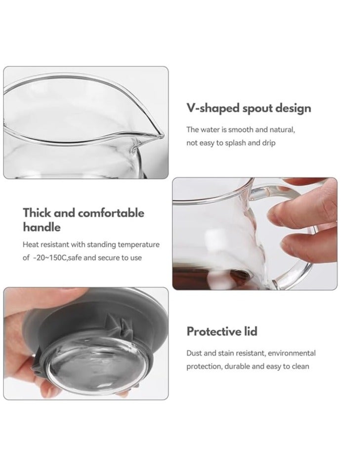 سيرفر ابريق تقديم القهوة زجاجي سعة 700 مل مقاوم للحرارة | إبريق قهوة زجاجي V60 | وعاء قهوة شفاف بالتنقيط مع غطاء (700 مل) - Image 4