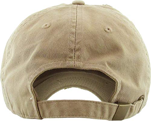 KBETHOS KBE-Vintage KHK Vintage Washed Cotton Baseball Cap, Khaki - Image 3