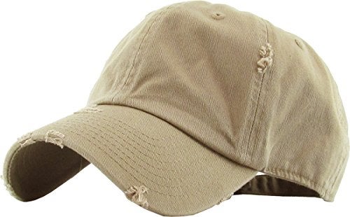 KBETHOS KBE-Vintage KHK Vintage Washed Cotton Baseball Cap, Khaki - Image 1