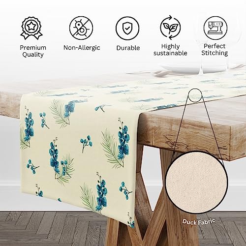 Astitva Cotton Table Runner – 13 x 72 Inches | Beige, Berry Print Dining Table Cloth | Elegant 6–8 Seater Runner for Home & Party Decoration - Image 2