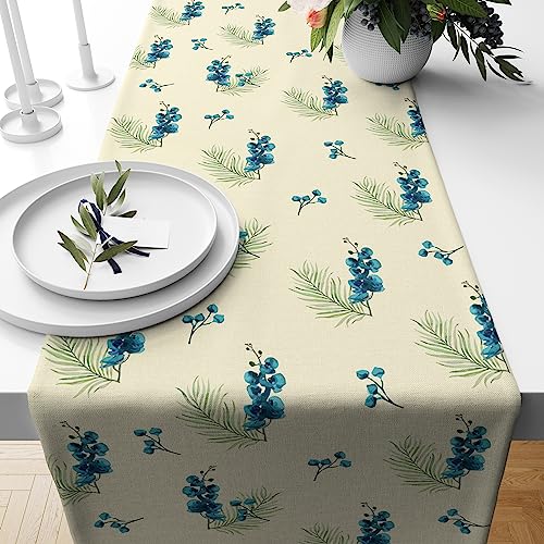 Astitva Cotton Table Runner – 13 x 72 Inches | Beige, Berry Print Dining Table Cloth | Elegant 6–8 Seater Runner for Home & Party Decoration - Image 1
