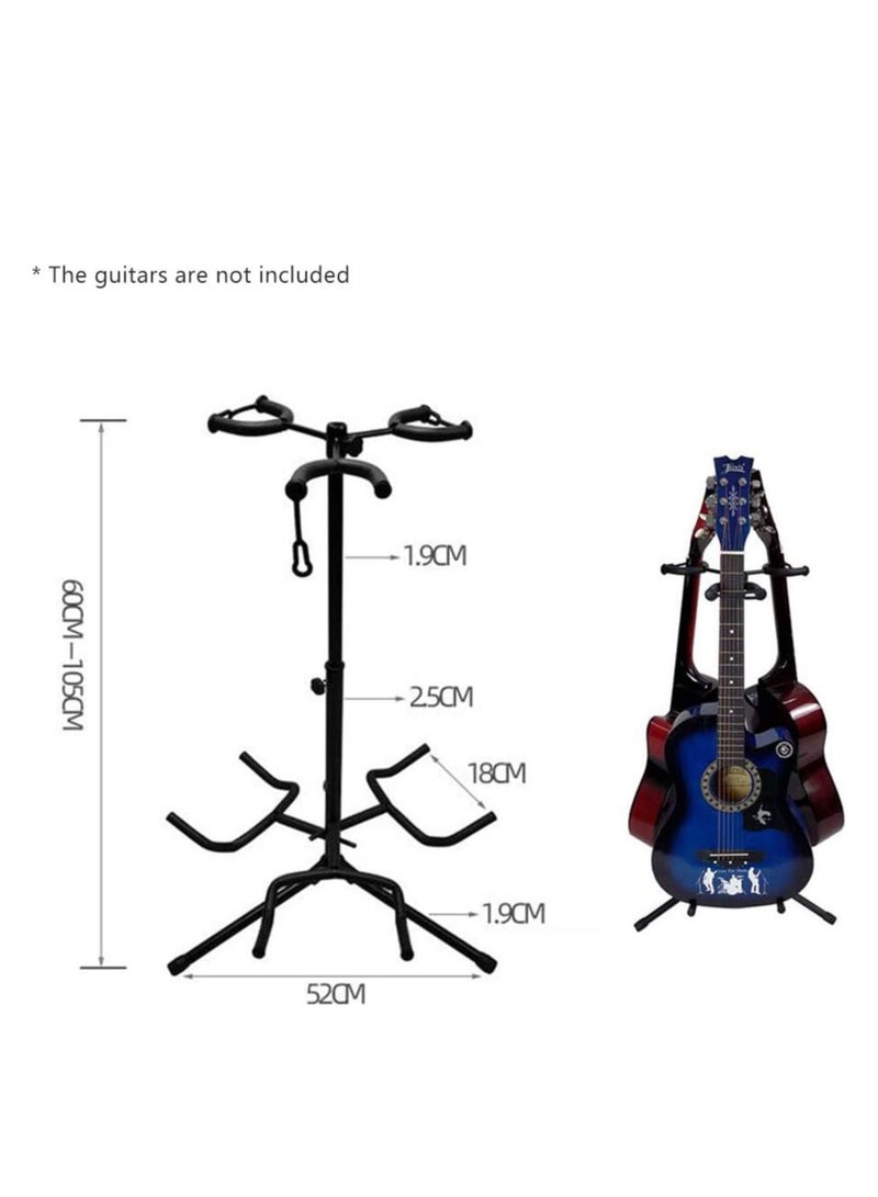 Generic Triple Guitar Stand, Adjustable Floor Stand with 3 Holders, Black Metal Frame for Acoustic Electric Bass - Image 2