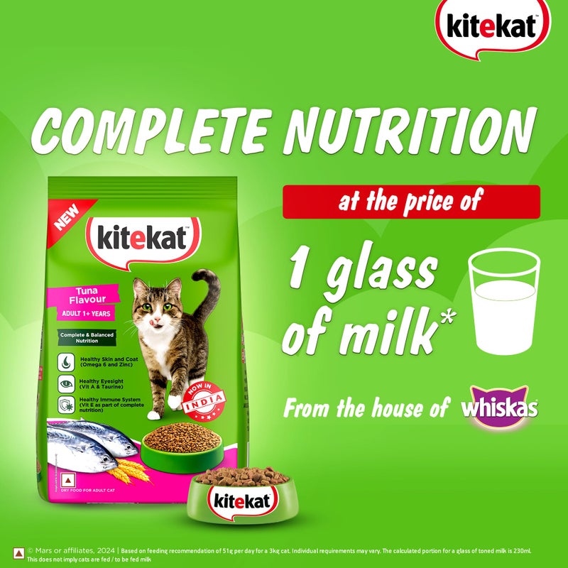 Kitekat Adult (1+ Years) Dry Cat Food, Tuna Flavour, 1 kg, Complete and Balanced Nutrition for Adult Cats - Image 3