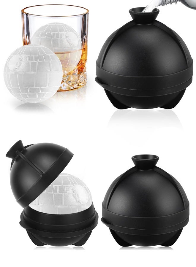 Ice Cube Moulds, Star Wars Large Ice Ball Maker with Leak Proof Lid, Star Silicone Round Ice Cube Ball Mould Easy Release Reusable Sphere Ice Cube Tray for Freezer Cocktails Bourbon - Image 1