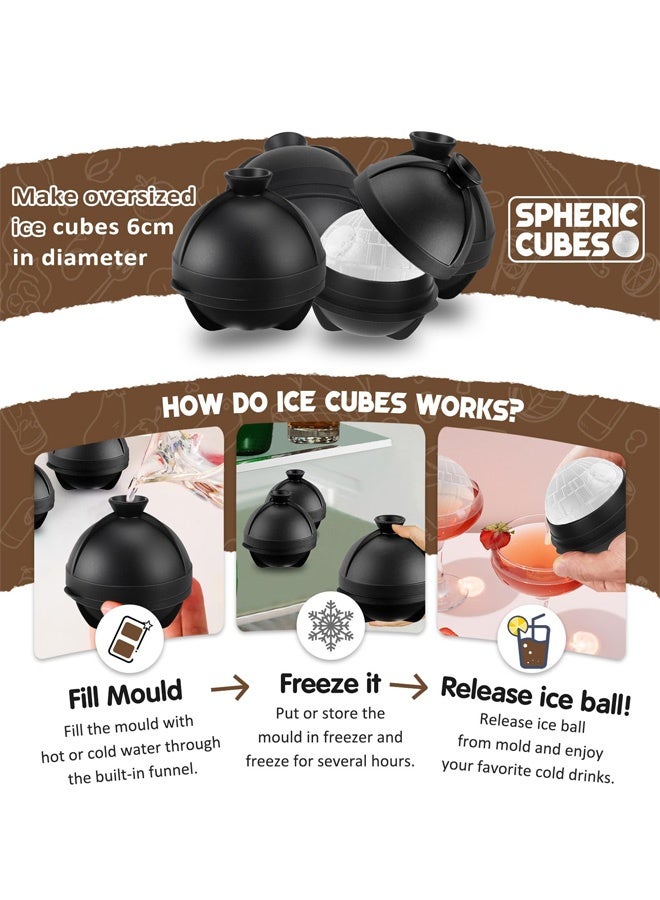 Ice Cube Moulds, Star Wars Large Ice Ball Maker with Leak Proof Lid, Star Silicone Round Ice Cube Ball Mould Easy Release Reusable Sphere Ice Cube Tray for Freezer Cocktails Bourbon - Image 3
