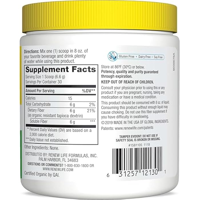 Renew Life Adult Completely Clear Organic Prebiotic Keto Friendly Fiber, Powder, 7 oz. (Package May Vary) - Image 3