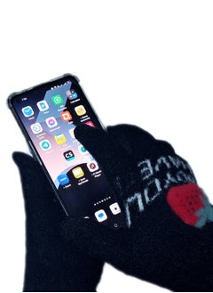 Generic Women girly strawberry mobile screen touch fingers winter wool gloves  - Image 1