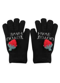 Generic Women girly strawberry mobile screen touch fingers winter wool gloves  - Image 2