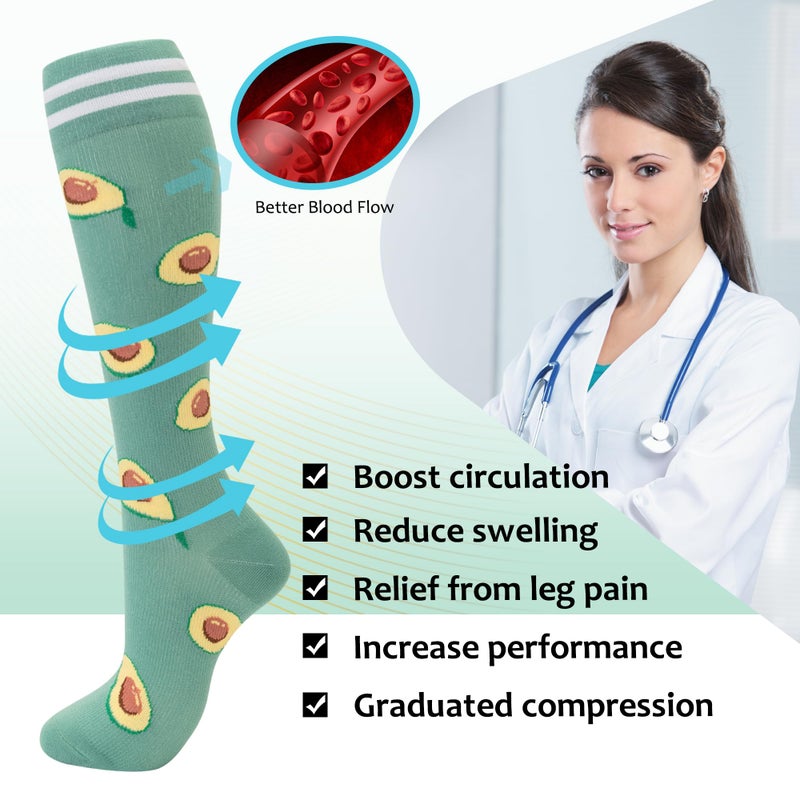 fenglaoda Compression Socks for Women Men Support Circulation 6 Pairs Socks For Nurse, Travel, Flight - Image 4