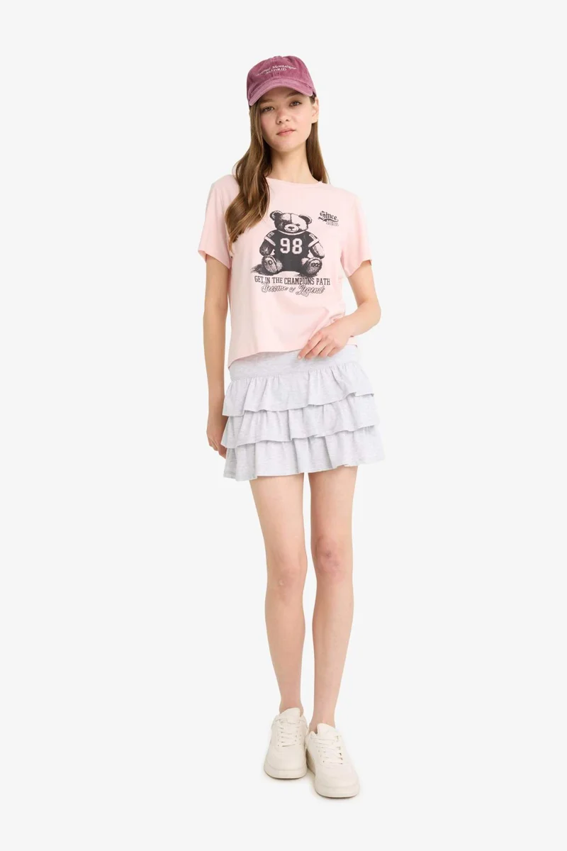 DeFacto Normal Waist Flounced Cotton Mini Skirt
