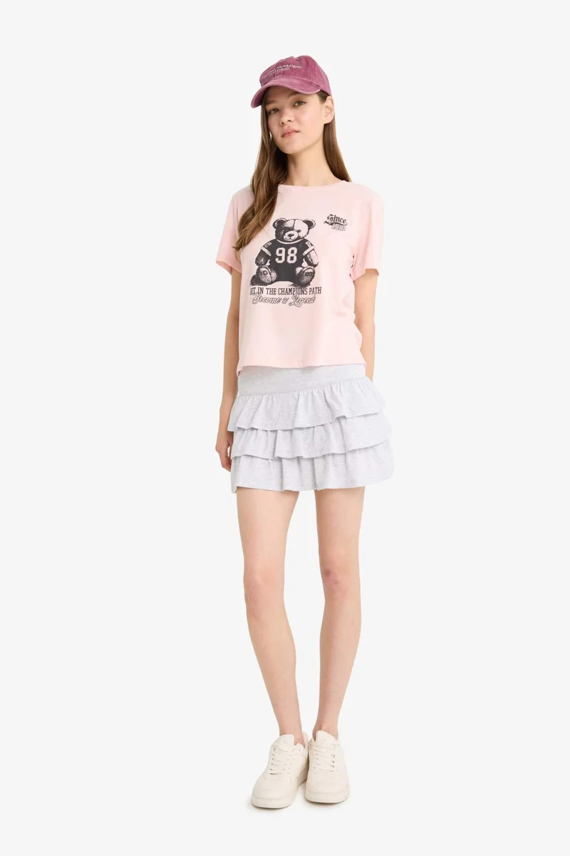 DeFacto Normal Waist Flounced Cotton Mini Skirt