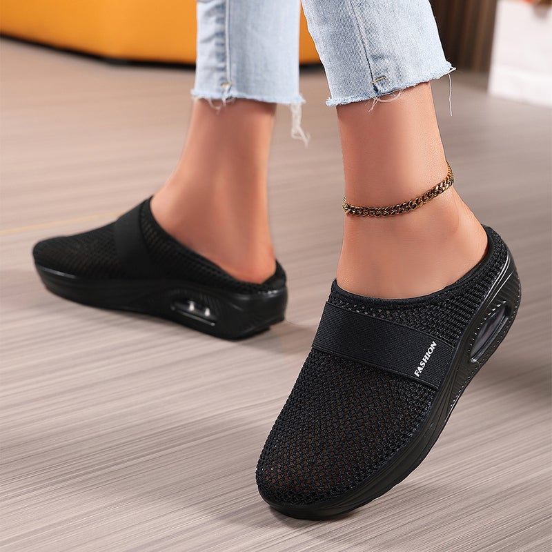 Spring Women''s Shoes for Outer Wear Mesh Casual Shoes Slip-On Breathable Lazy Shoes Flats Fly Woven Breathable 41 Large Size 42 - Image 3