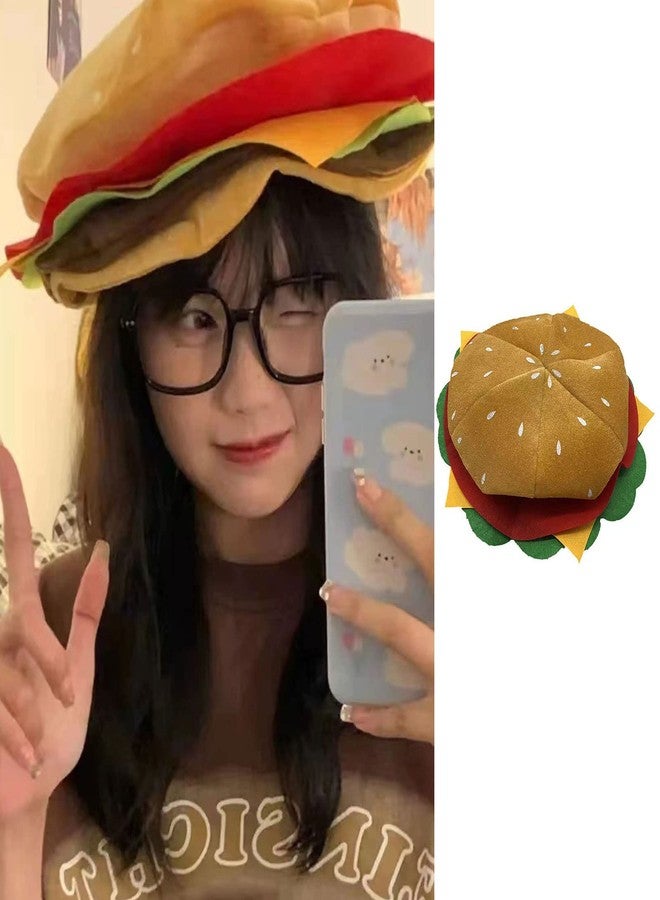 GORBUS Unique Headgear Cartoon Unique Cheeseburgers Shaped Headgear Fast Food Hamburger Caps Photo Props For Carnivals Cosplay - Image 2