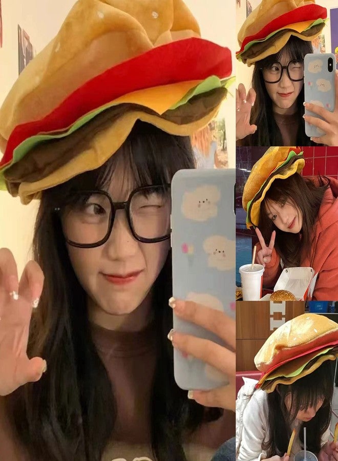 GORBUS Unique Headgear Cartoon Unique Cheeseburgers Shaped Headgear Fast Food Hamburger Caps Photo Props For Carnivals Cosplay - Image 4