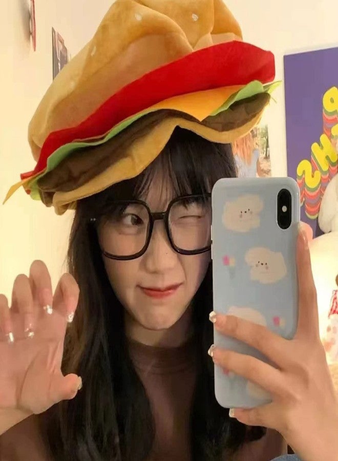 GORBUS Unique Headgear Cartoon Unique Cheeseburgers Shaped Headgear Fast Food Hamburger Caps Photo Props For Carnivals Cosplay - Image 3