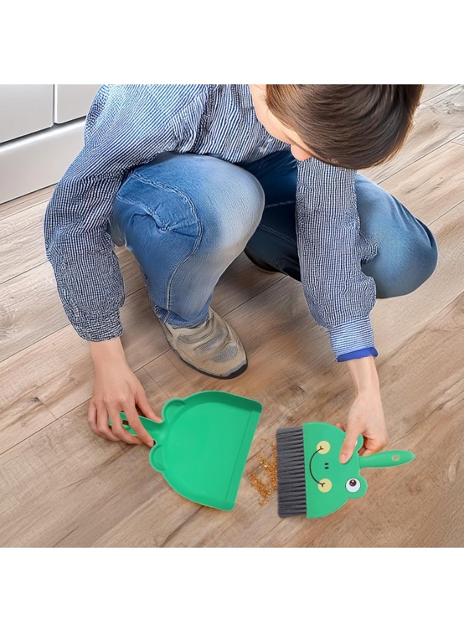 SUNSAR Portable Hand Broom and Brush Set Cute Mini Hand Broom and Dustpan Set Portable Durable Desktop Cleaning Supplies for Tabletop Debris Keyboards(Green) - Image 5