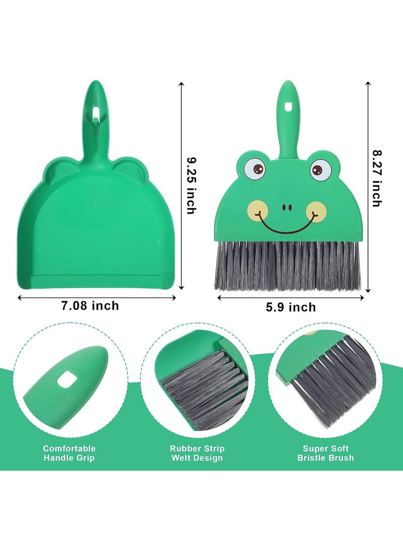 SUNSAR Portable Hand Broom and Brush Set Cute Mini Hand Broom and Dustpan Set Portable Durable Desktop Cleaning Supplies for Tabletop Debris Keyboards(Green) - Image 2