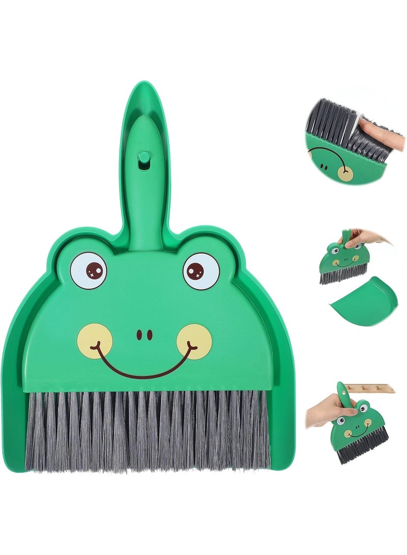 SUNSAR Portable Hand Broom and Brush Set Cute Mini Hand Broom and Dustpan Set Portable Durable Desktop Cleaning Supplies for Tabletop Debris Keyboards(Green) - Image 1
