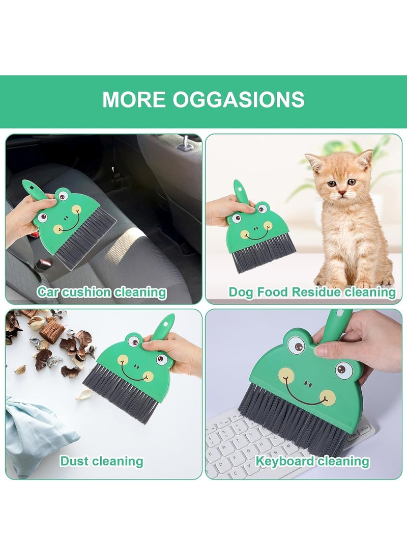 SUNSAR Portable Hand Broom and Brush Set Cute Mini Hand Broom and Dustpan Set Portable Durable Desktop Cleaning Supplies for Tabletop Debris Keyboards(Green) - Image 3