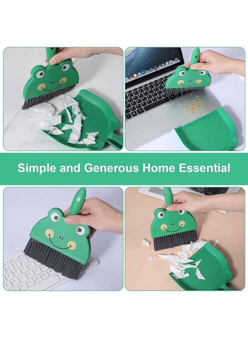 SUNSAR Portable Hand Broom and Brush Set Cute Mini Hand Broom and Dustpan Set Portable Durable Desktop Cleaning Supplies for Tabletop Debris Keyboards(Green) - Image 4