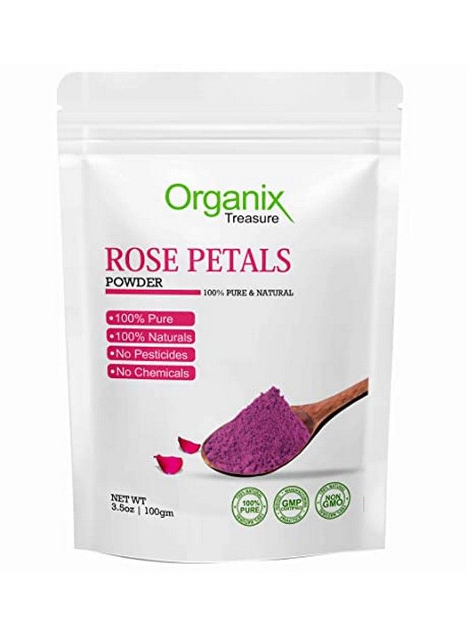 Organix Treasure Pure And Natural Double Filtered Rose Petal Powder For Skin Face Pack Mask For Fairness Tanning & Glowing Skin (100Gm)  - Image 1